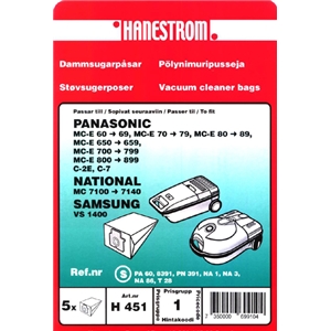 Dammsugarpåse #451, syntetfiber, 5-pack